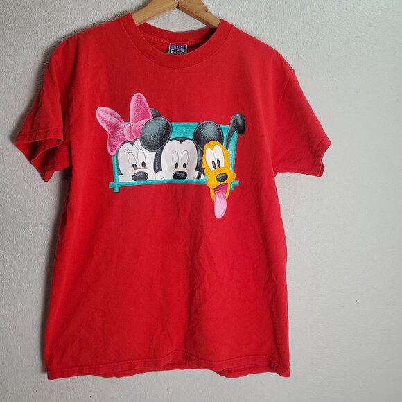 Vintage Mickey's For Kids Stuff T-shirt Minnie Mickey Pluto Red Youth Size XL - Picture 1 of 9